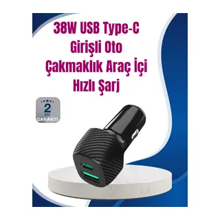 Power Delivery Destekli 38W Araç Tipi Hızlı Şarj Cihazı
