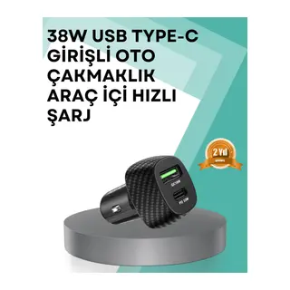 Çift Cihaz Destekli 38W Güçlü Çakmaklık Araç Şarj Cihazı