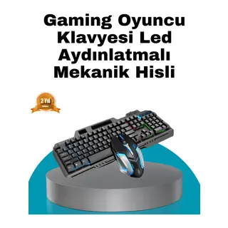 Mekanik Oyuncu Seti – LED Işıklandırma ve Ergonomik Mouse