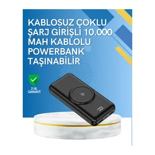 iPhone ve Android Uyumlu 10000mAh Powerbank – Hem Kablolu Hem Kablosuz