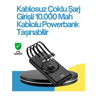 10000mAh Kablosuz ve Hızlı Şarj Destekli Powerbank – Taşınabilir Şarj Gücü