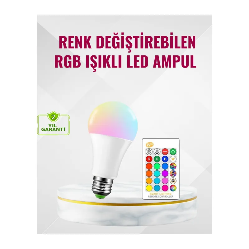 RGB Uzaktan Kumandalı LED Ampul 16 Renk Dekoratif Aydınlatma