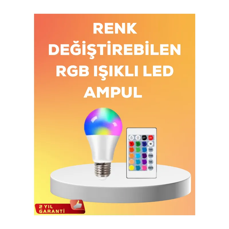 RGB Uzaktan Kumandalı LED Ampul 16 Renk A Kalite 2025 Model Orijinal