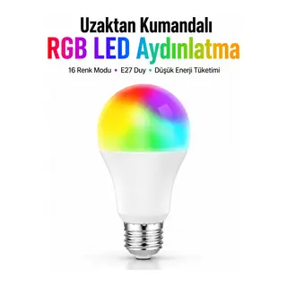 Kumanda Destekli Çok Renkli Akıllı LED Ampul