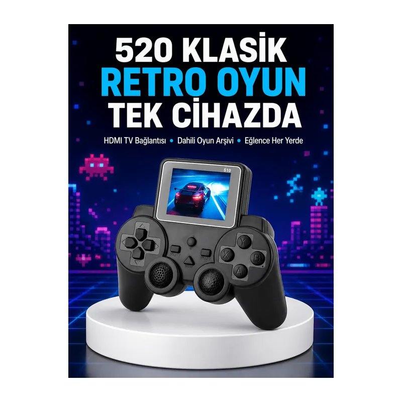 2025 A Kalite S10 Gamepad 520 Oyunlu TV Bağlantılı Retro Atari Konsolu Yeni Nesil
