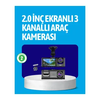 3 Kameralı Araç İçi Kayıt Cihazı Suya ve Toza Dayanıklı Tasarım