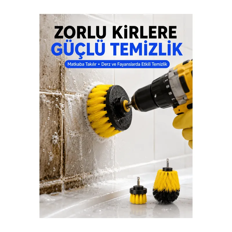 3 Parça Matkap Ucu Temizlik Fırçası Dayanıklı Naylon Kıllı