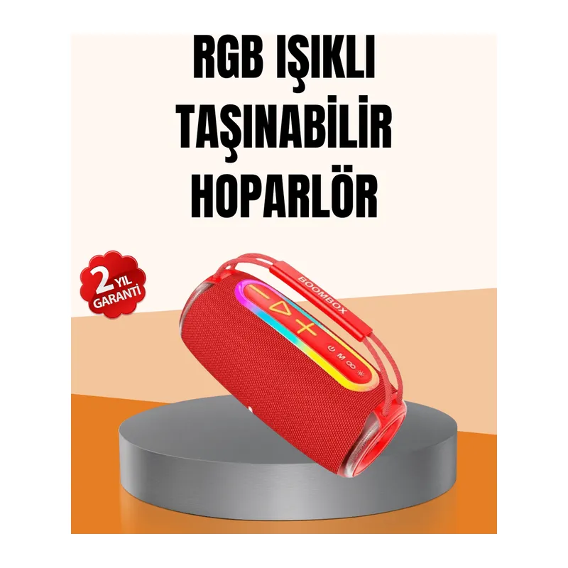 IPX6 Su Geçirmez RGB LED Işıklı Taşınabilir Bluetooth Hoparlör 2400 mAh