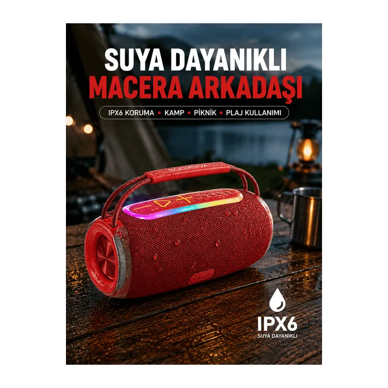 20W Kablosuz Bluetooth Hoparlör RGB Işık Efektli USB/SD/AUX Destekli