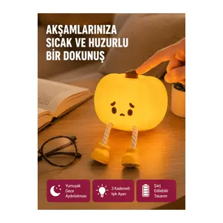 Pumpkin LED Gece Lambası Üç Kademeli Işık Ayarlı Yeni Nesil