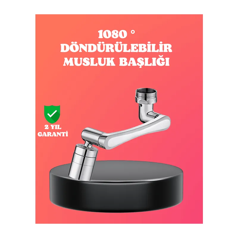 1080° Dönebilen Püskürtme Filtreli Musluk Başlığı Su Tasarruflu