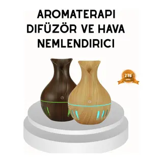 Ahşap Desenli 130 ml Aromaterapi Difüzör Sessiz ve USB Bağlantılı