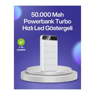 4 Cihazı Aynı Anda Şarj Edebilen Güçlü Powerbank 50000 mAh