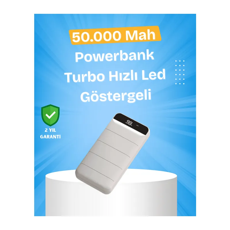 Çoklu Cihaz Uyumlu LED Ekranlı 50000 mAh Powerbank
