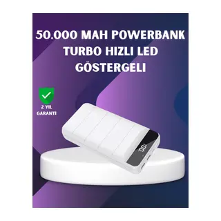 50000mAh Yüksek Kapasiteli Powerbank Hızlı Şarj ve LED Ekranlı