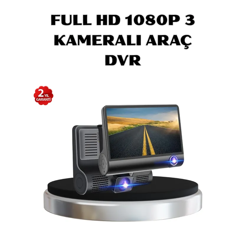 Full HD Araç Kamerası 3’lü 4.0” Ekranlı ve HDR Gece Görüşlü
