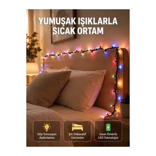 Enerji Tasarruflu Şeffaf Kablo 5 m 50 LED Dekor Işık Yeni Nesil