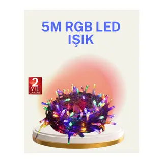 Şeffaf Kablolu 50 Ampullü 5 Metre LED Işık Dekoratif Aydınlatma