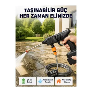 21V Akülü Basınçlı Yıkama Makinesi Çift Akülü ve Hızlı Şarj Özellikli
