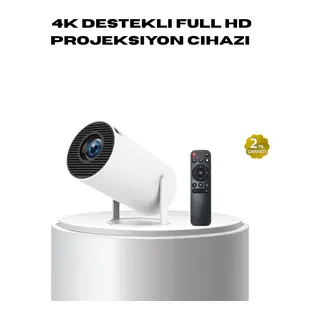 4K Destekli Full HD Projeksiyon Cihazı – 130 inç Geniş Ekran, WiFi ve HDMI Bağlantılı