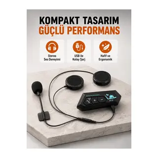 BT22 Kablosuz Kask Kulaklığı – Bluetooth 5.0, Intercom, Su Geçirmez ve Uzun Ömürlü Batarya Yeni Nesil