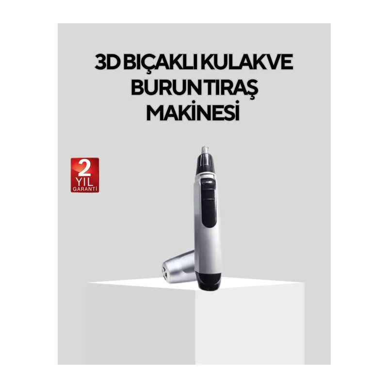 Burun Kulak ve Kaş Tıraş Makinesi 3D Keskin Bıçaklı Pil ile Çalışan