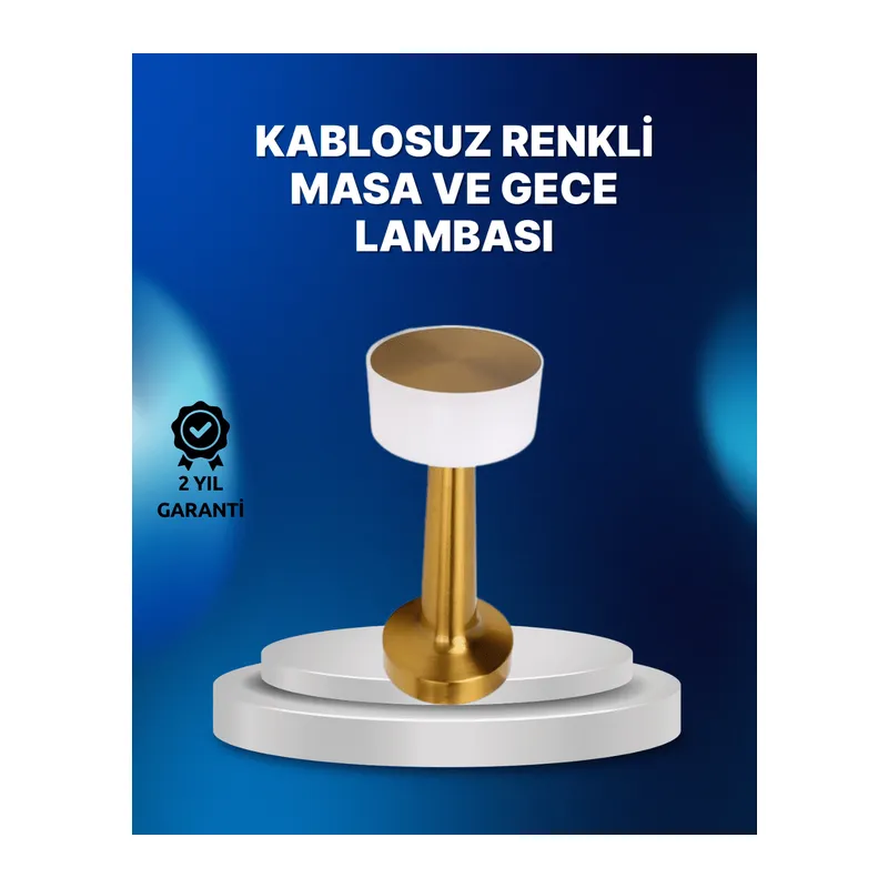Kablosuz Dokunmatik Masa Lambası – Şık Modern Metal Gövde, USB Şarjlı