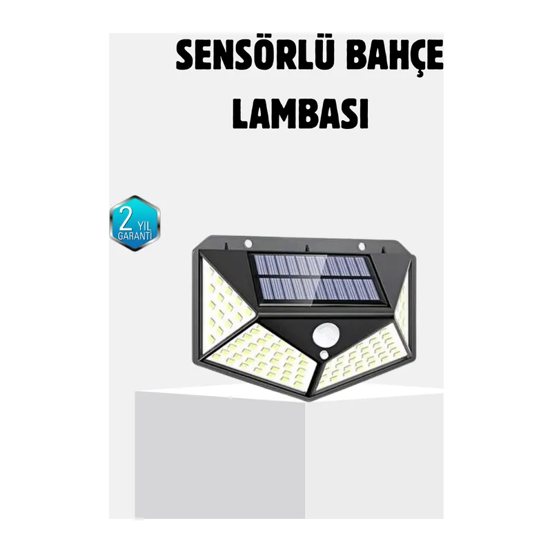 Güneş Enerjili 100 LED Dış Mekan Lamba Hareket Sensörlü, Uzun Süreli Şarj Solar Aydınlatma