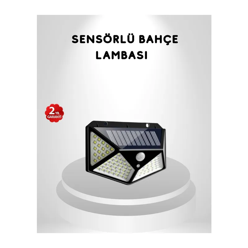 100 LED Güneş Enerjili Bahçe Lambası – PIR Sensörlü, IP65 Su Geçirmez Dış Mekan Aydınlatma