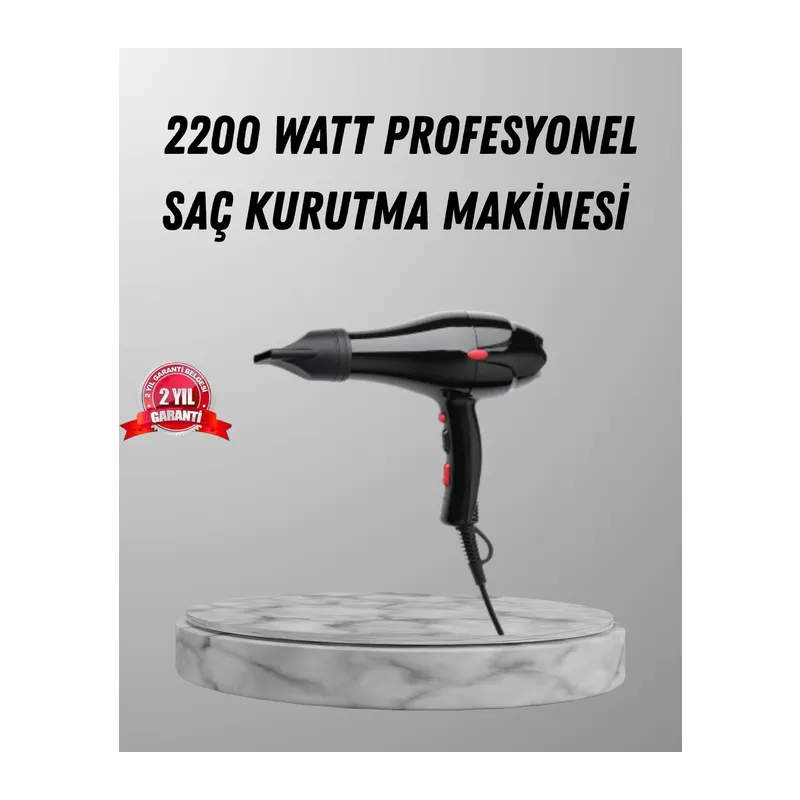 2200W Fön Makinesi – Profesyonel AC Motor, Soğuk ve Sıcak Üfleme