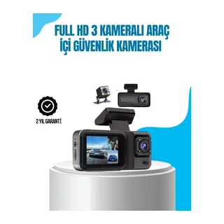3 Kameralı Araç İçi Kayıt Cihazı 1080P Full HD Gece Görüşlü ve Wi-Fi Bağlantılı