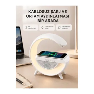 Bluetooth 5.0 Hoparlör – Kablosuz Şarj, RGB Gece Lambası ve FM Radyo
