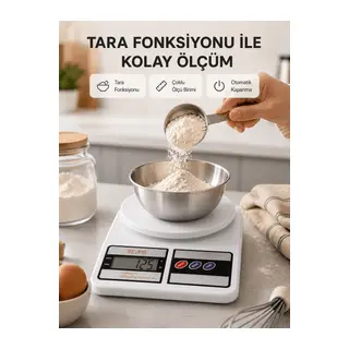 Hassas Dijital Mutfak Tartısı 1g Doğruluk, LCD Ekran, Otomatik Kapanma Yeni Nesil