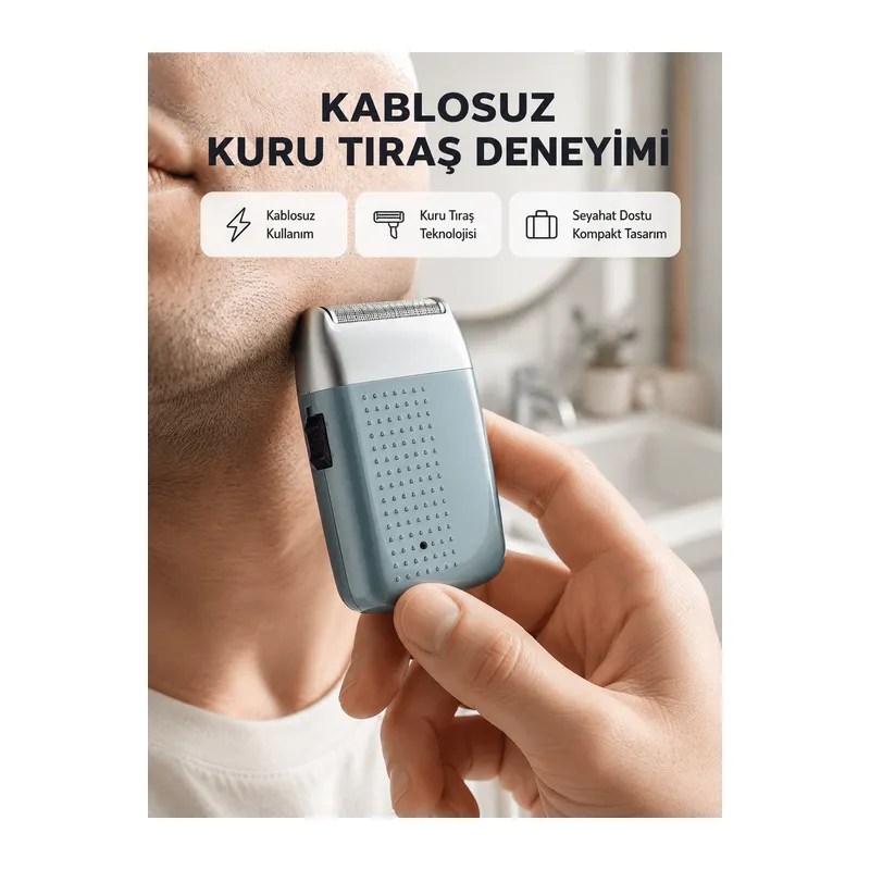 Şarjlı Kuru Kullanım Tıraş Makinesi – Kablosuz, Taşınabilir
