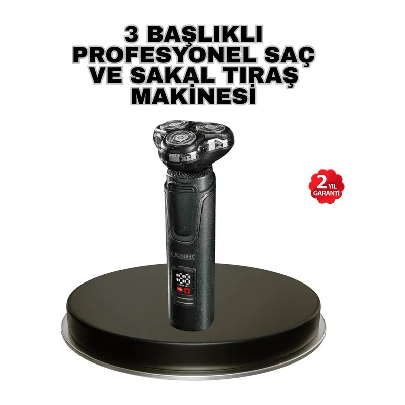 Kablosuz Profesyonel Erkek Bakım Seti – 3 Başlıklı, 3D Akıllı Kesim, Taşınabilir