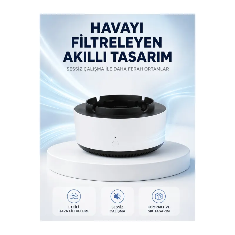 Hava Temizleyici Küllük,Duman Filtreli, Sessiz Çalışan, Şık Tasarım