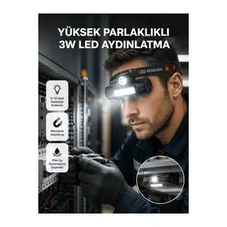 Kamp ve Doğa İçin Şarjlı LED Baş Feneri – Mıknatıslı, Su Geçirmez