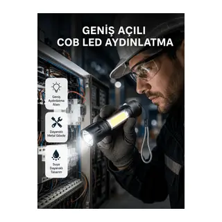 Profesyonel 4 Modlu Şarjlı El Feneri | 1300 mAh Batarya | Cree LED Teknolojisi