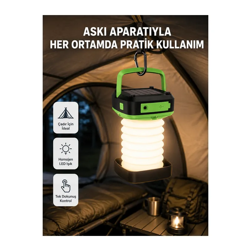 Şarjlı LED Lamba – Dokunmatik Sensörlü, 3 Kademeli Parlaklık