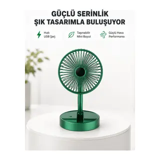 Katlanabilir Mini Fan – 3 Kademeli Soğutma, Şarjlı