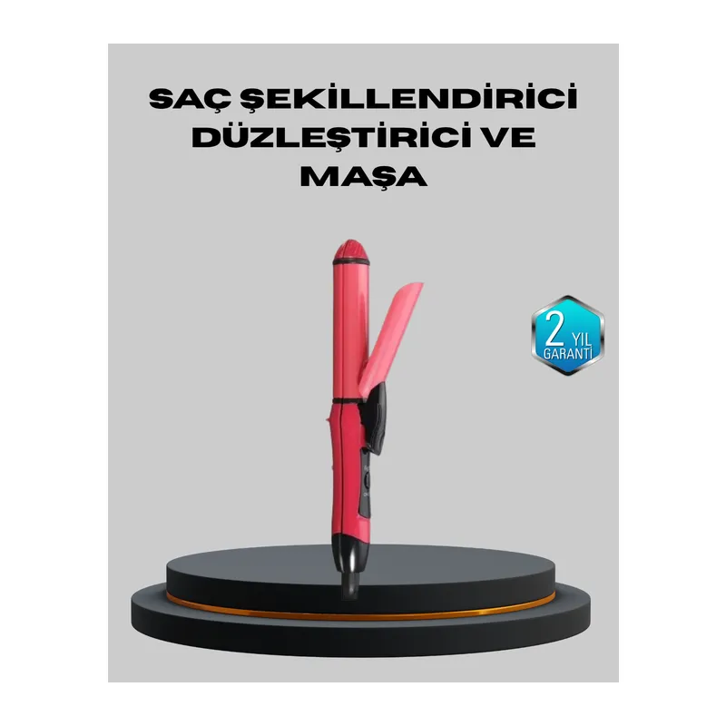 5 Kademeli Seramik Saç Düzleştirici – Düz ve Kıvırcık Mod, 26 mm Plaka, Profesyonel Saç Şekillendirme