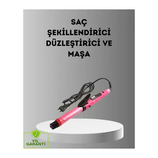 2’si 1 Arada Saç Düzleştirici ve Maşa – 5 Isı Seviyesi, Seramik Kaplama, Döner Kablolu Ergonomik Tasarım