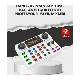 Çok Efektli Canlı Yayın Ses Mikseri USB ve Kablosuz Uyumlu