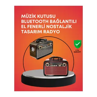 Nostaljik Radyo Görünümlü Bluetooth Hoparlör – FM/AM Yayın, Kablosuz Bağlantı, Şarj Edilebilir