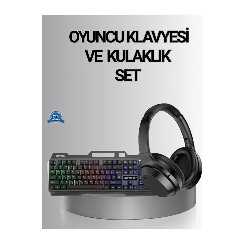 Işıklı Oyuncu Klavye Mouse ve Bluetooth Kulaklık Seti Türkçe Q USB