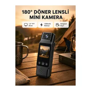 180° Döner Lensli Mini Kamera 1080P Full HD Hareket Algılama 1200mAh