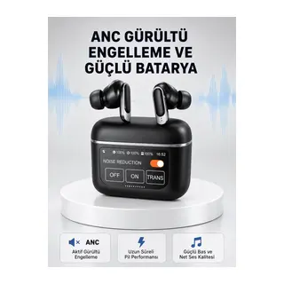 ANC Teknolojili Kablosuz Bluetooth Kulaklık – Dokunmatik, Dijital Göstergeli, Yüksek Ses Kalitesi