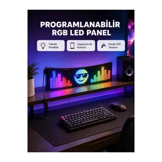 RGB LED Panel – Çok Renkli, Kumandalı, USB Bağlantılı Yazı ve GIF Gösterimli Akıllı Lamba