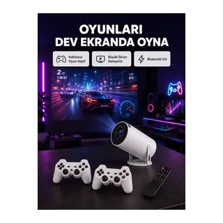 4K Wi-Fi 6 Projeksiyon Cihazı – 10.000+ Oyun Desteği, Kablosuz Bağlantı ve Çoklu Giriş Portları Yeni Nesil