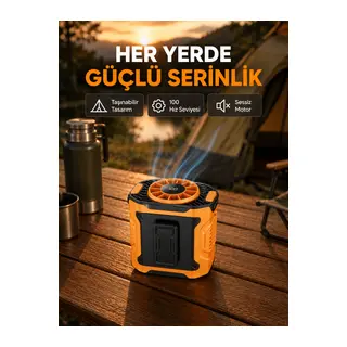 Turbo Mini Taşınabilir Fan – 100 Kademeli Dijital Hız Kontrolü ve Type-C Şarj